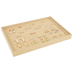 7-Slot Rectangle MDF Covered with Linen Finger Rings Display Trays, for Finger Rings Organizer Holder, Light Khaki, 34.7x23.8x3cm(RDIS-WH0001-34)