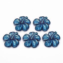 3D Printed Acrylic Pendants, Flower, Steel Blue, 36.5x39x6mm, Hole: 1.6mm(KY-S163-362)