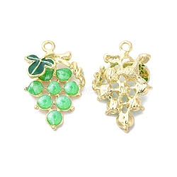 Alloy Enamel Pendants, Golden, Grapes Charm, Light Green, 27.5x18x5.5mm, Hole: 1.8mm(ENAM-D046-23G-02)