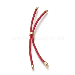 Nylon Twisted Cord Bracelet Making, Slider Bracelet Making, with Eco-Friendly Brass Findings, Round, Golden, FireBrick, 8.66~9.06 inch(22~23cm), Hole: 2.8mm, Single Chain Length: about 4.33~4.53 inch(11~11.5cm)(MAK-M025-133)