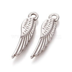 304 Stainless Steel Pendants, Wing, Stainless Steel Color, 26x7x2mm, Hole: 2mm(STAS-L226-034P)