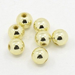 Plating Plastic Acrylic Round Beads, Light Golden Plated, 12mm, Hole: 2mm, about 550pcs/pound(PACR-L003-12mm-LG)
