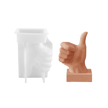 Good Hand Gesture Display Silicone Molds, for UV Resin, Epoxy Resin Craft Making, White, 114x77x159mm, Inner Diameter: 81x60mm