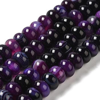 Natural Agate Beads Strands, Dyed & Heated, Rondelle, Indigo, 8~8.5x4.5~5.5mm, Hole: 1.4mm, about 41pcs/strand, 7.40~7.48''(18.8~19cm)
