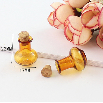 Miniature Glass Bottles, with Cork Stoppers, Empty Wishing Bottles, for Dollhouse Accessories, Jewelry Making, Vase Pattern, 22x17mm