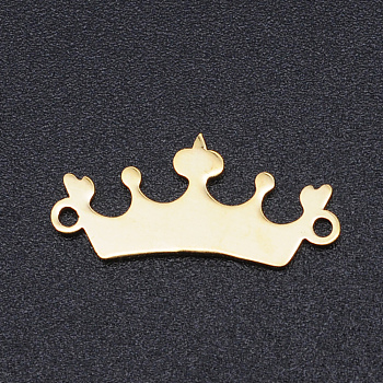 201 Stainless Steel Links connectors, Laser Cut, Crown, Golden, 9x19x1mm, Hole: 1.2mm