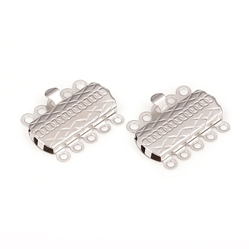 304 Stainless Steel Box Clasps, Multi-Strand Clasps, Rectangle, Stainless Steel Color, 14x20x3mm, Hole: 1.4mm