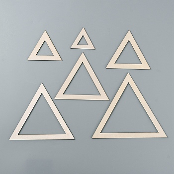 6Pcs Triangle Wood Hoop Rings Macrame for DIY Craft Making, Home Wall Hanging Wreath Decoration, Antique White, 60x70x2.2mm, Inner Diameter: 30x34mm