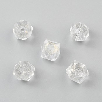 Transparent Acrylic Beads, Glitter Beads, Faceted, Cube, Clear, 13x13x13mm, Hole: 2mm, about 390pcs/500g