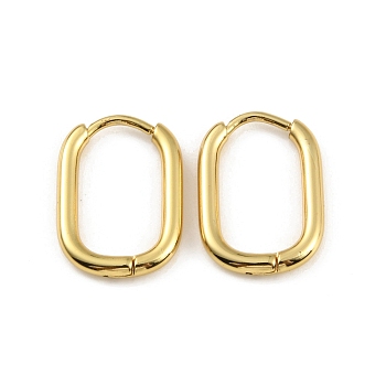 Ion Plating(IP) 304 Stainless Steel Oval Hoop Earrings, Real 18K Gold Plated, 16.5x11.5x2mm, Pin: 1mm