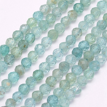 Natural Apatite Beads Strands, Faceted, Round, 2mm, Hole: 0.5mm, about 180~189pcs/strand, 15.5 inch(39.5cm)