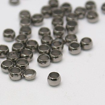 Brass Crimp Beads, Rondelle, Gunmetal, 3mm, Hole: 2mm, about 500pcs/20g