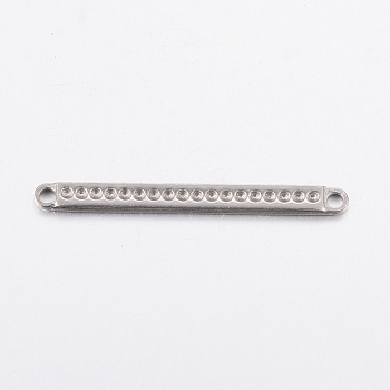 304 Stainless Steel Connector Rhinestone Settings, Rectangle, Stainless Steel Color, 35.5x3x1.2mm, Hole: 2mm, Fit for 1mm Rhinestone