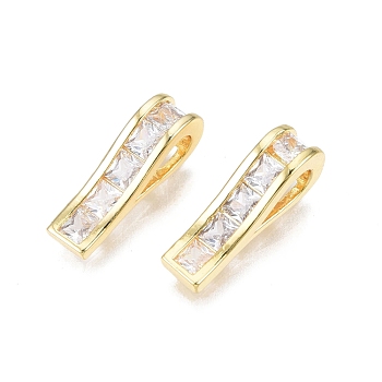 Brass Pave Clear Cubic Zirconia Pendants, Nickel Free, Teardrop, Real 18K Gold Plated, 17x6x4.5mm, Hole: 2x3mm