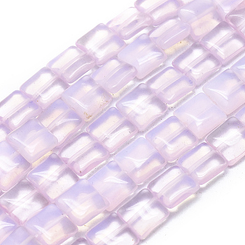 Opalite Beads Strands, Flat Slice Square Beads, 9.5x9.5x3.5mm, Hole: 1mm, Diagonal Length: 12.5mm, about 40pcs/strand, 15.35 inch(39cm)