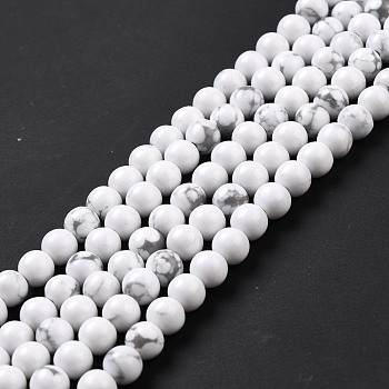 Synthetic Howlite Beads Strands, Round, 6mm, Hole: 1.2mm, about 64pcs/strand, 14.96''(38cm)