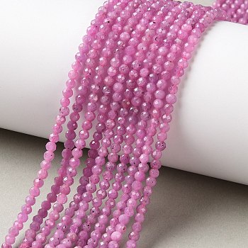 Natural Ruby Beads Strands, Faceted Round, 2.5~3mm, Hole: 0.6mm, about 181~182pcs/strand, 15.10''(38.35~38.45cm)
