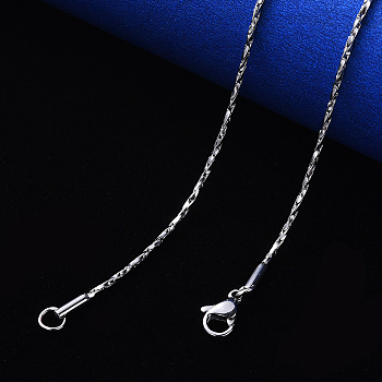 Non-Tarnish 304 Stainless Steel Coreana Chain Necklace, with Lobster Claw Clasp, Stainless Steel Color, 19.68 inch(50cm)x1.2mm