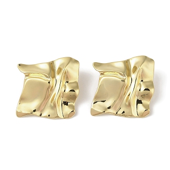 Brass Stud Earrings for Women, Lead Free & Cadmium Free, Real 18K Gold Plated, 43x39.5mm