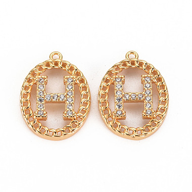 Real 18K Gold Plated Clear Oval Brass+Cubic Zirconia Pendants