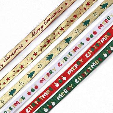 6 Rolls 6 Styles Christmas Hot Stamping Polyester Ribbons(OCOR-D013-01)-2