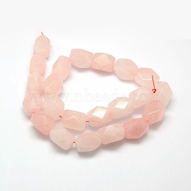 Natural Rose Quartz Faceted Rhombus Beads Strands(G-L235A-01)-2
