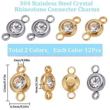 24piezas 2 colores 304 dijes de conector de diamantes de imitación de cristal de acero inoxidable(STAS-SC0006-37)-2