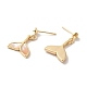 Whale Tail Shape Brass with Natural Shell Dangle Stud Earring Findings(KK-P253-03G)-2