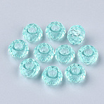 Transparent Resin Beads, Large Hole Beads, Faceted, Rondelle, Pale Turquoise, 14x8mm, Hole: 5.5mm(RESI-T030-02G)