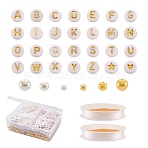 DIY Alphabet Theme Stretch Bracelets Making Kits, 2020Pcs Round & Flat Round Glass Pearl & Acrylic Beads, White, 4mm, Hole: 1mm(DIY-CW0001-10)