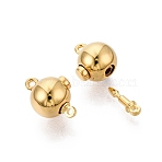 Brass Box Clasps, Round, 1-Strand, 2-Hole, Real 18K Gold Plated, 14.5x10x9mm, Hole: 1.2~1.4mm(KK-Q074-09G)