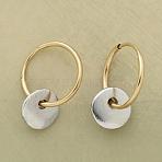 Two Tone Flat Round Alloy Hoop Earrings, Platinum & Golden, 20x12mm(FS-WG41E3F-01)