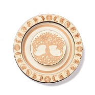 Flat Round Wood Bracelet Display Trays, Moon Phase Jewelry Holder for One Bracelet Storage, PapayaWhip, Tree of Life Pattern, 9.6x0.95cm, Groove: 12.5mm(BDIS-G010-01A)