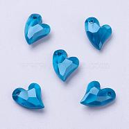 Acrylic Pendants, Imitation Pearl, Heart, Faceted, Dodger Blue, 11x9x4mm, Hole: 0.5mm(MACR-P120-11mm-P27)