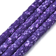 Handmade Polymer Clay Beads Strands, for DIY Jewelry Crafts Supplies, Heishi Beads, Disc/Flat Round, Blue Violet, 6x0.5~1mm, Hole: 1.8mm, about 290~320pcs/strand, 15.75 inch~16.14 inch(40~41cm)(CLAY-R089-6mm-161)
