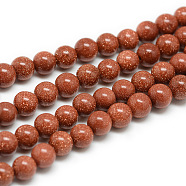Synthetic Goldstone Bead Strands, Round, 6mm, Hole: 1mm, about 57pcs/strand, 14.17 inch(36cm)(G-T049-6mm-12)