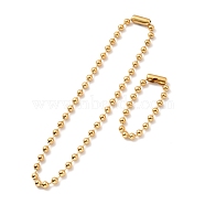 Vacuum Plating 304 Stainless Steel Ball Chain Necklace & Bracelet Set, Jewelry Set with Ball Chain Connecter Clasp for Women, Golden, 8-7/8 inch(22.4~56.5cm), Beads: 8mm(STAS-D181-01G-01C)