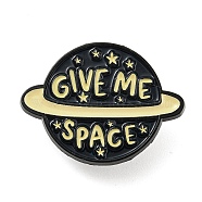 Cartoon Space Theme Enamel Pins, Black Zinc Alloy Painted Brooches for Backpack Clothes, Planet, 20x26.5x1.5mm(JEWB-Z010-02A-EB)
