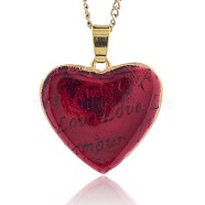 Golden Tone Alloy Enamel Heart Pendants, for Valentine's Day, Dark Red, 25x26x4mm, Hole: 4x6mm(ENAM-J346-01G)