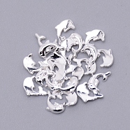 Alloy Cabochons, Nail Art Decoration Accessories for Women, Dolphin, Silver, 7x5x1.3mm, about 100pcs/bag(MRMJ-WH0058-21S)