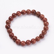Synthetic Goldstone Stretch Bracelets, Round, 48mm(1-7/8 inch), Bead: 8mm in diameter.(G-N0263-03)