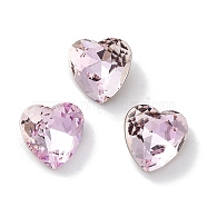 Glass Rhinestone Cabochons, Point Back & Back Plated, Faceted, Heart, Light Peach, 8x8x4.5mm(RGLA-G020-04F-D508)