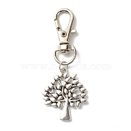 Tree of Life Tibetan Style Alloy Keychain, with Swivel Lobster Claw Clasps and Iron Open Jump Rings, Antique Silver, 60mm, Hole: 10.5x6.4mm(HJEW-JM00560-02)