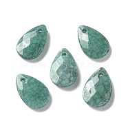 Opaque Acrylic Charms, Faceted, Teardrop Charms, Green, 13x8.5x3mm, Hole: 1mm(MACR-F079-07I)