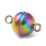Ion Plating(IP) 304 Stainless Steel Magnetic Clasps with Loops, Rainbow Color, 13.5x8mm, Hole: 1mm(STAS-G173-05M-8MM)