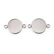 304 Stainless Steel Cabochon Connector Settings, Plain Edge Bezel Cups, Flat Round, Stainless Steel Color, Tray: 20mm, 31.5x22x2mm, Hole: 3mm(STAS-F191-15P-H)