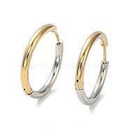 Ion Plating(IP) Two Tone 304 Stainless Steel Huggie Hoop Earrings, with 316 Surgical Stainless Steel Pins for Women, Golden & Stainless Steel Color, 10 Gauge, 22x23x2.5mm(EJEW-A106-02E)