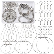 DIY Wire Wrap Earring Making Kit, Including Ring & Teardrop 304 Stainless Steel Earring Pendants, Iron Earring Hooks & Jump Rings, Platinum & Stainless Steel Color, 180Pcs/box(DIY-FS0005-09)