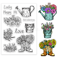 Custom Summer Theme PVC Plastic Clear Stamps, for DIY Scrapbooking, Photo Album Decorative, Cards Making, Flower, 160x110mm(DIY-WH0631-0165)