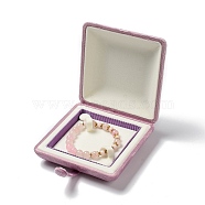 Square Velvet Bracelet Boxes, Jewelry Bracelet Gift Case with Iron Snap Button, Flamingo, 10.55x10.6x4cm(VBOX-C001-04B)